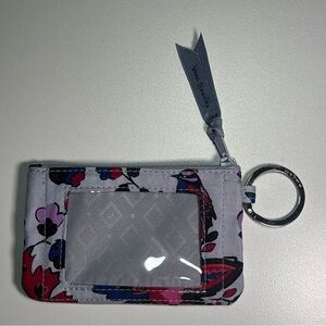 Vera Bradley Gray Floral Card Case with Key Ring